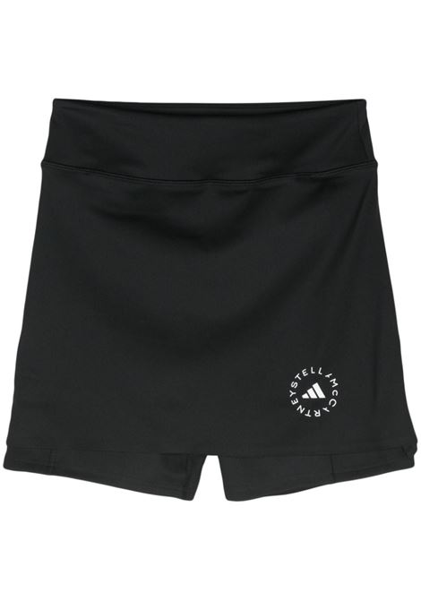 Black rubberised-logo short - women